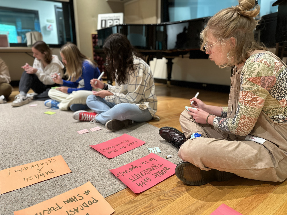Children making signs