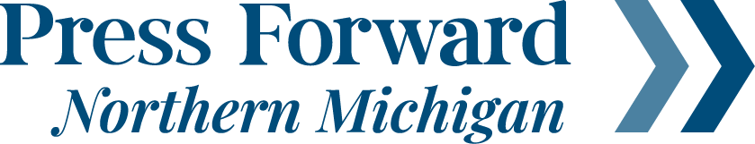  Press Forward Northern Michigan blue text logo