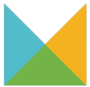 Community Development Coalition blue, green, and yellow intersecting triangle icon